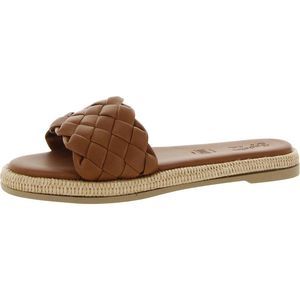 Seychelles Womens Tan Leather Slip On Weave Flip-Flops Imperfections
